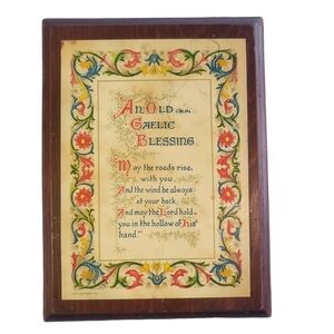 Vintage Old Gaelic Blessing Prayer Irish Celtic decorative wooden wall plaque